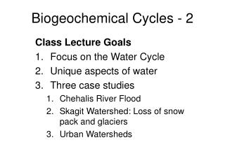 Biogeochemical Cycles - 2