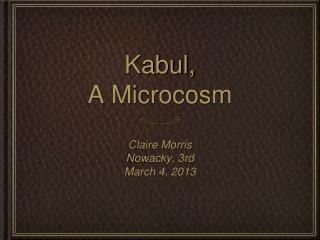 Kabul, A Microcosm