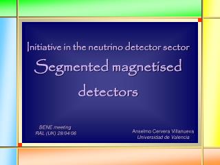 Initiative in the neutrino detector sector Segmented magnetised detectors