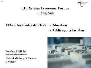 PPPs in local infrastructure : • Education • Public sports facilities