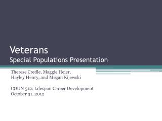 Veterans Special Populations Presentation