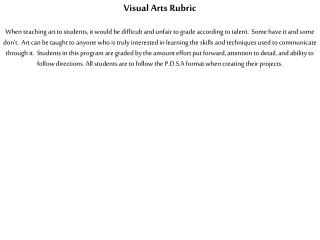 Visual Arts Rubric