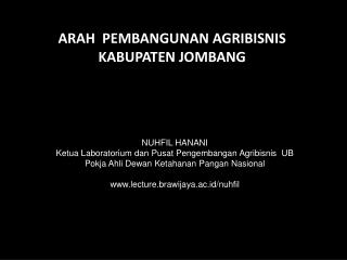 ARAH PEMBANGUNAN AGRIBISNIS KABUPATEN JOMBANG