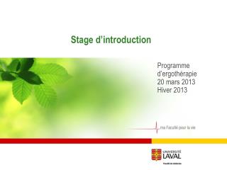 Stage d’introduction