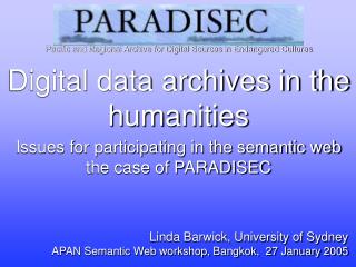 Digital data archives in the humanities