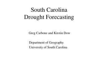 South Carolina Drought Forecasting