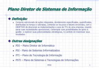 Plano Diretor de Sistemas de Informação