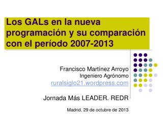 Los GALs en la nueva programación y su comparación con el período 2007-2013