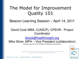 The Model for Improvement Quality 101