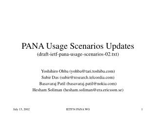 PANA Usage Scenarios Updates (draft-ietf-pana-usage-scenarios-02.txt)