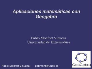 Aplicaciones matemáticas con Geogebra