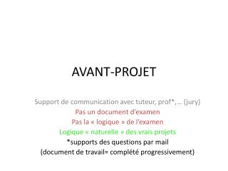 AVANT-PROJET