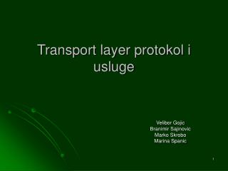 Transport layer protokol i usluge