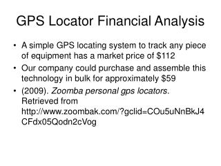 GPS Locator Financial Analysis