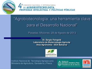 Instituto Nacional de Tecnología Agropecuaria Ministerio de Agricultura, Ganadería y Pesca