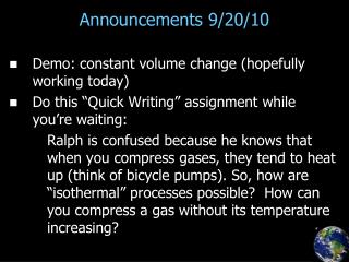 Announcements 9/20/10