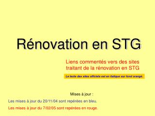 Rénovation en STG