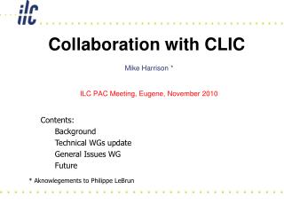 Collaboration with CLIC