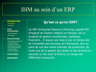 IHM au sein d’un ERP