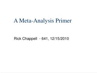 A Meta-Analysis Primer