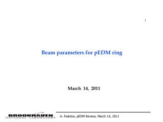 Beam parameters for pEDM ring