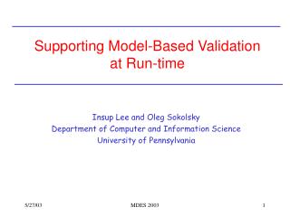 Supporting Model-Based Validation at Run-time