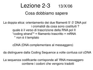 Lezione 2-3 13/X/06