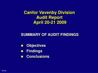 Canfor Vavenby Division Audit Report April 20-21 2009