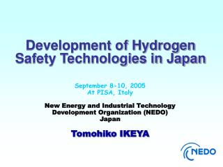 September 8-10, 2005 At PISA, Italy New Energy and Industrial Technology
