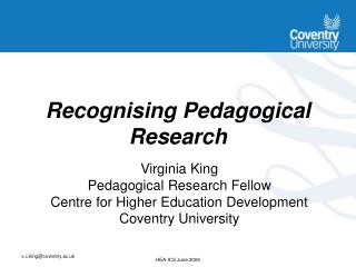 Recognising Pedagogical Research