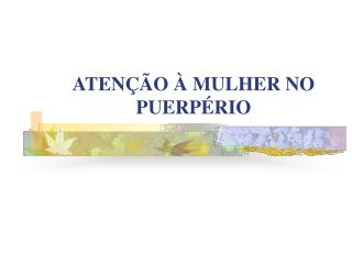 ATENÇÃO À MULHER NO PUERPÉRIO