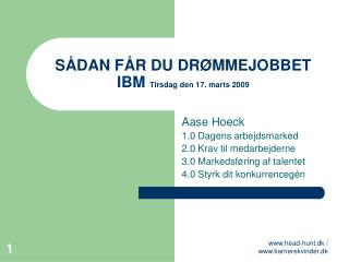 SÅDAN FÅR DU DRØMMEJOBBET IBM TIrsdag den 17. marts 2009