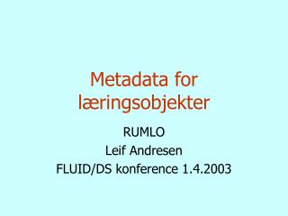 Metadata for læringsobjekter