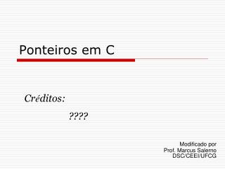 Ponteiros em C