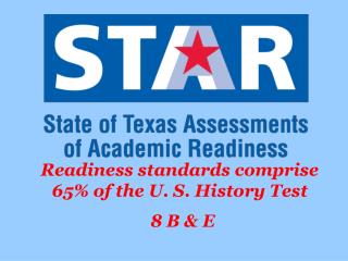 Readiness standards comprise 65% of the U. S. History Test