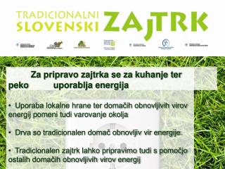 Za pripravo zajtrka se za kuhanje ter peko 	uporablja energija