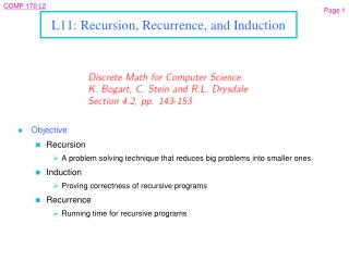 L11: Recursion, Recurrence, and Induction
