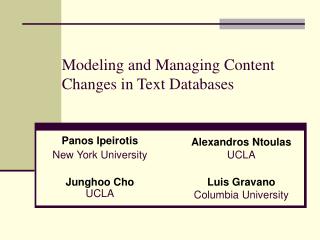 Modeling and Managing Content Changes in Text Databases