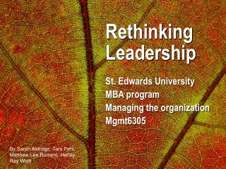 Rethinking Leadership