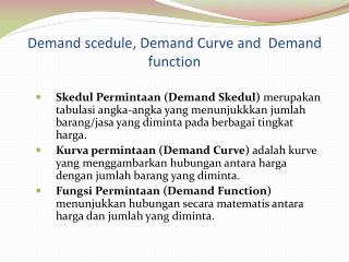 Demand scedule, Demand Curve and Demand function