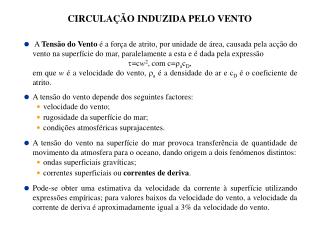 CIRCULAÇÃO INDUZIDA PELO VENTO