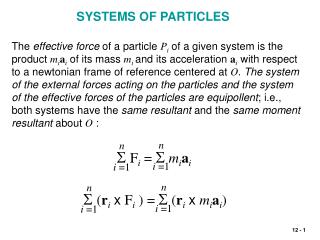 SYSTEMS OF PARTICLES