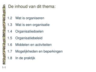 De inhoud van dit thema: