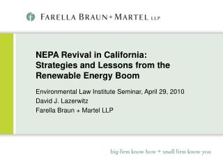 NEPA Revival in California: Strategies and Lessons from the Renewable Energy Boom