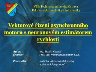 Vektorové řízení asynchronního motoru s neuronovým estimátorem rychlosti