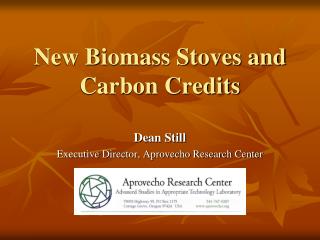 New Biomass Stoves and Carbon Credits