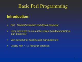 Basic Perl Programming