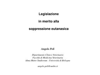 Legislazione in merito alla soppressione eutanasica