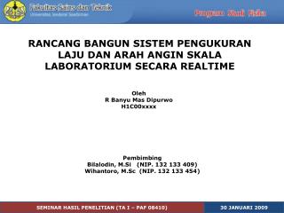 SEMINAR HASIL PENELITIAN (TA I – PAF 08410)