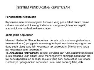 SISTEM PENDUKUNG KEPUTUSAN